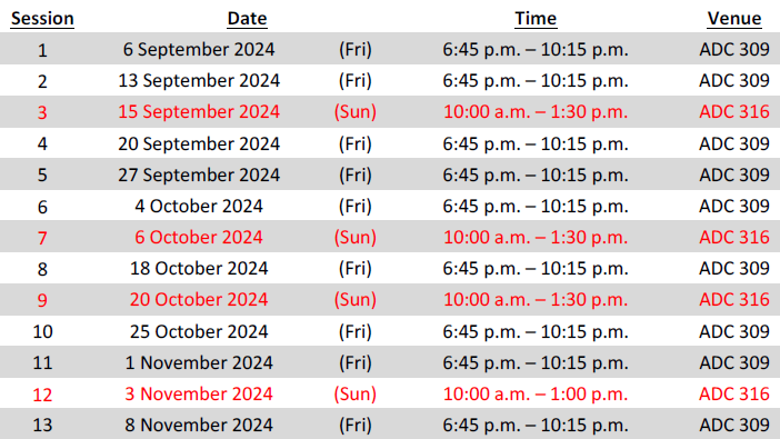 Tentative Schedule